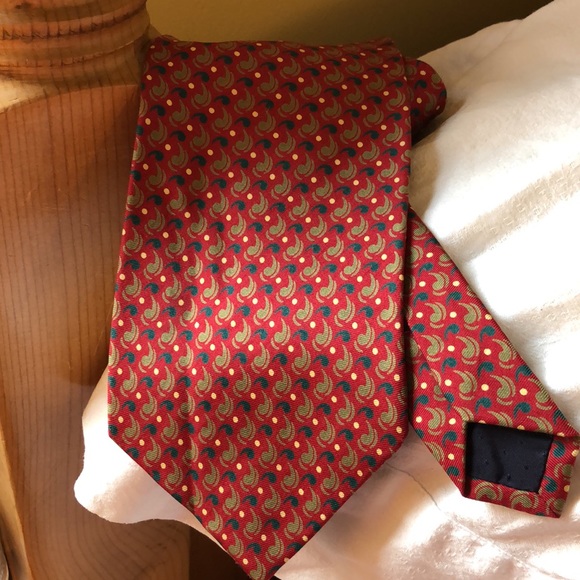 Vintage Deadstock BURBERRY’s of LONDON 100% Silk Tie Paisley Graphic Dot NEW - Picture 15 of 16